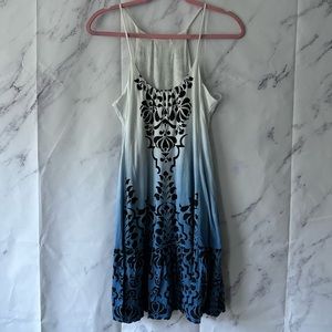 TESTAMENT - BLUE/WHITE HAWAIIAN STYLE Y2K SUMMER TANK DRESS WOMENS SMALL